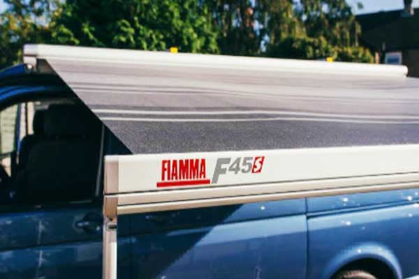 Fiamma F45s pitched and clear view of branding