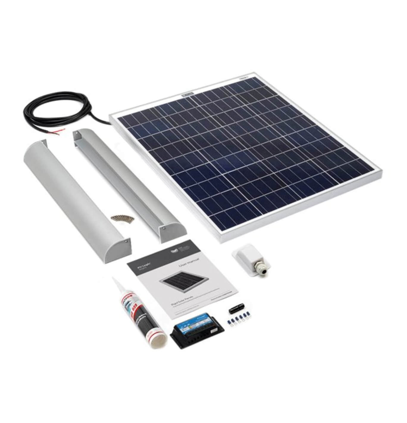 PV Logic 80 Watt Solar Motorhome Rooftop Kit inc Aero Brackets Image