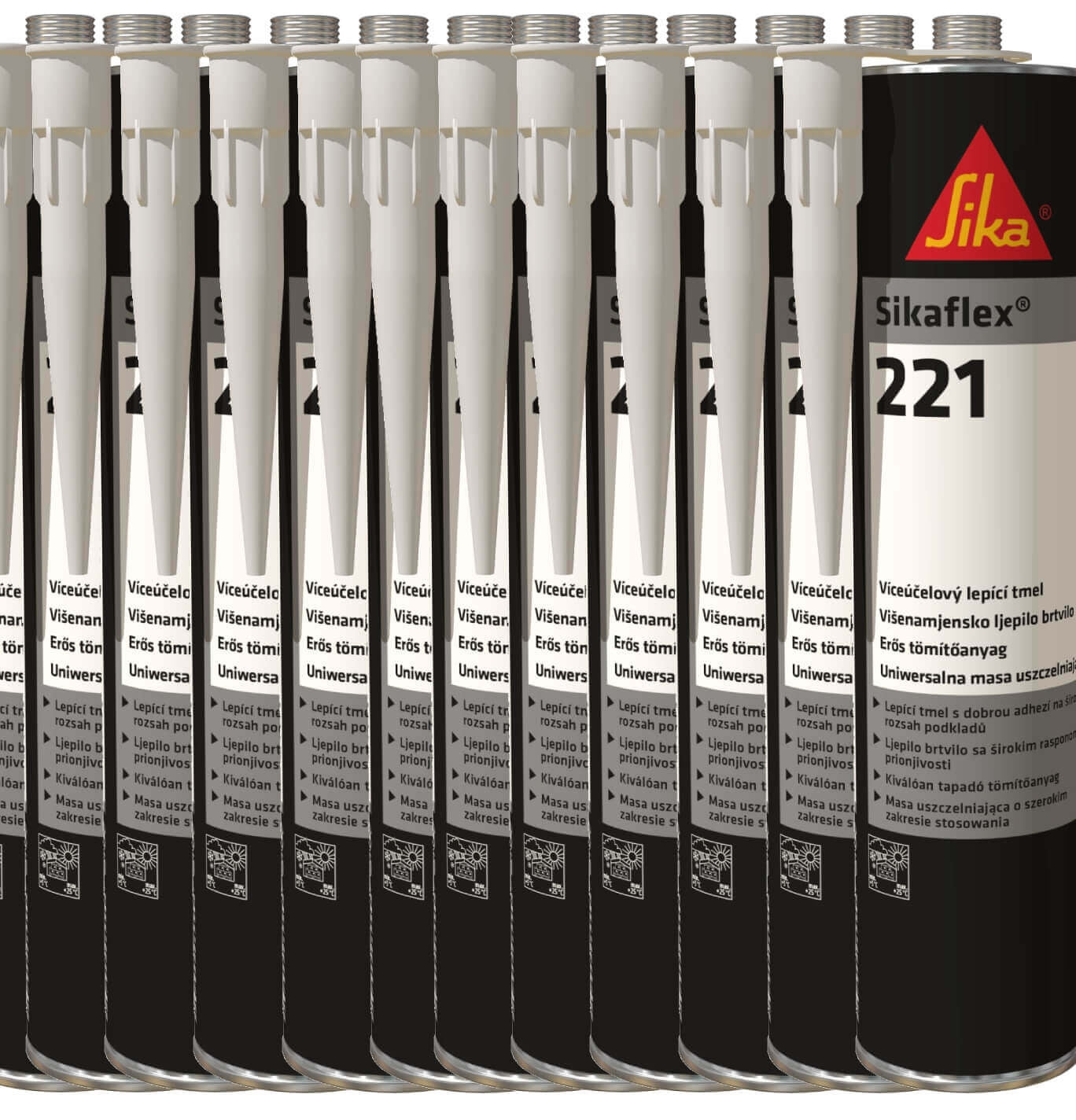 12 x Sikaflex 221 Black Multi Purpose Adhesive Sealant Bundle Image
