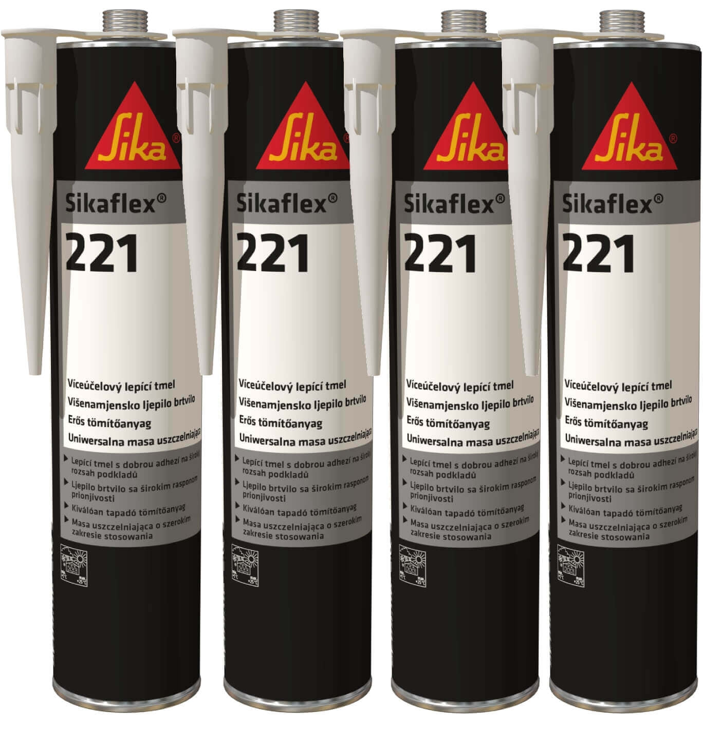 4 x Sikaflex 221 Black Multi Purpose Adhesive Sealant Bundle Image