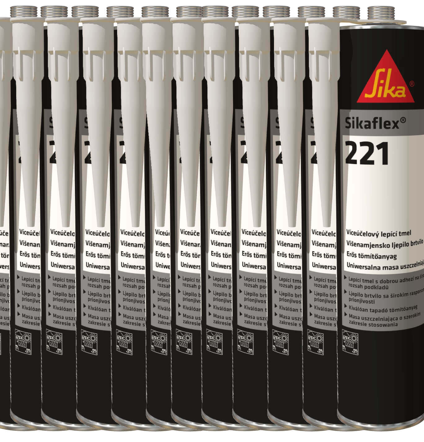 12 x Sikaflex 221 Brown Multi Purpose Adhesive Sealant Bundle Image
