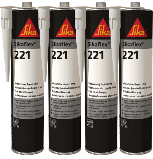 4 x Sikaflex 221 White Multi Purpose Adhesive Sealant Bundle
