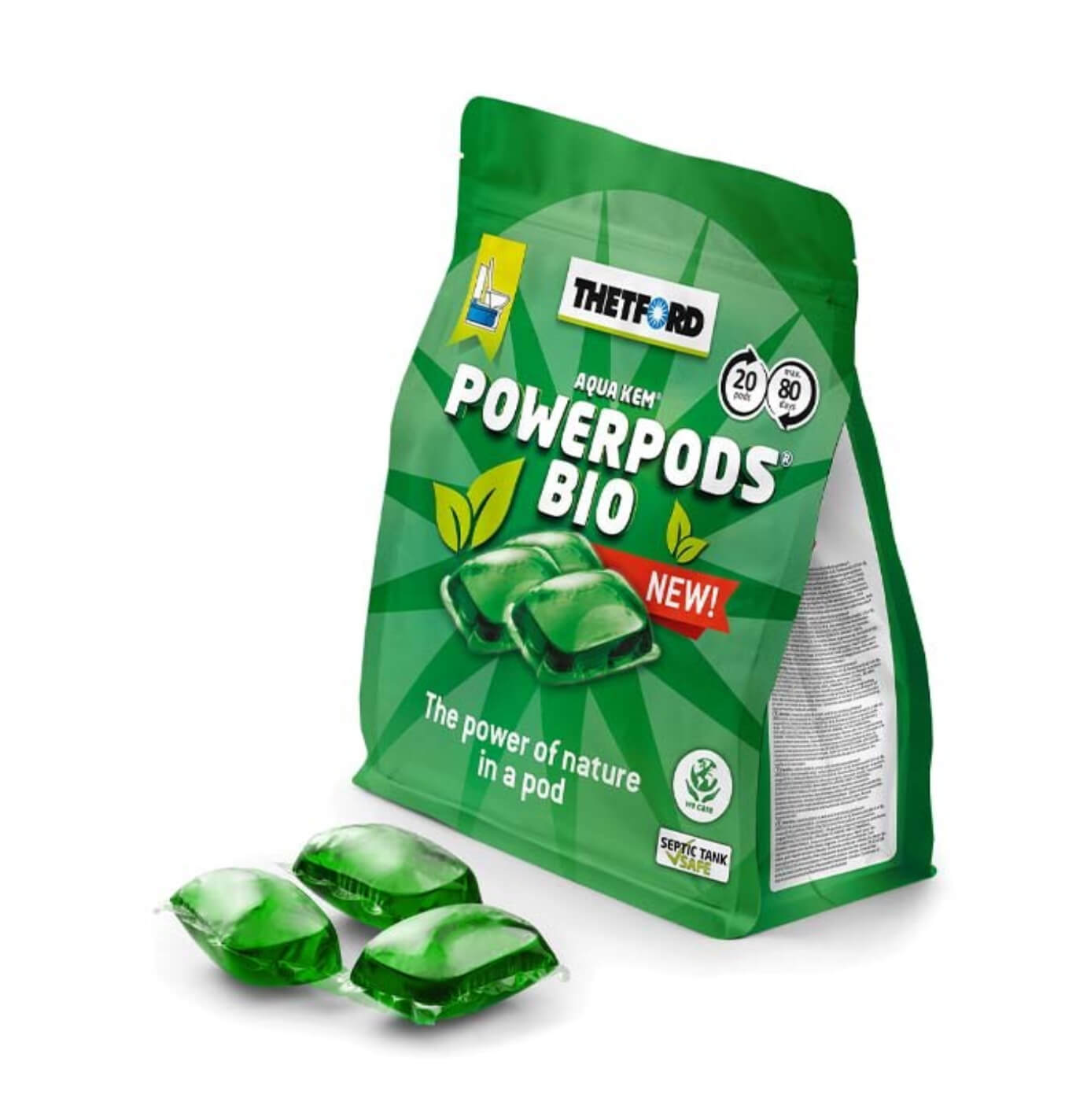 3 x Thetford Aqua Kem PowerPods Bio Green Pods | 60 Pods Bundle
