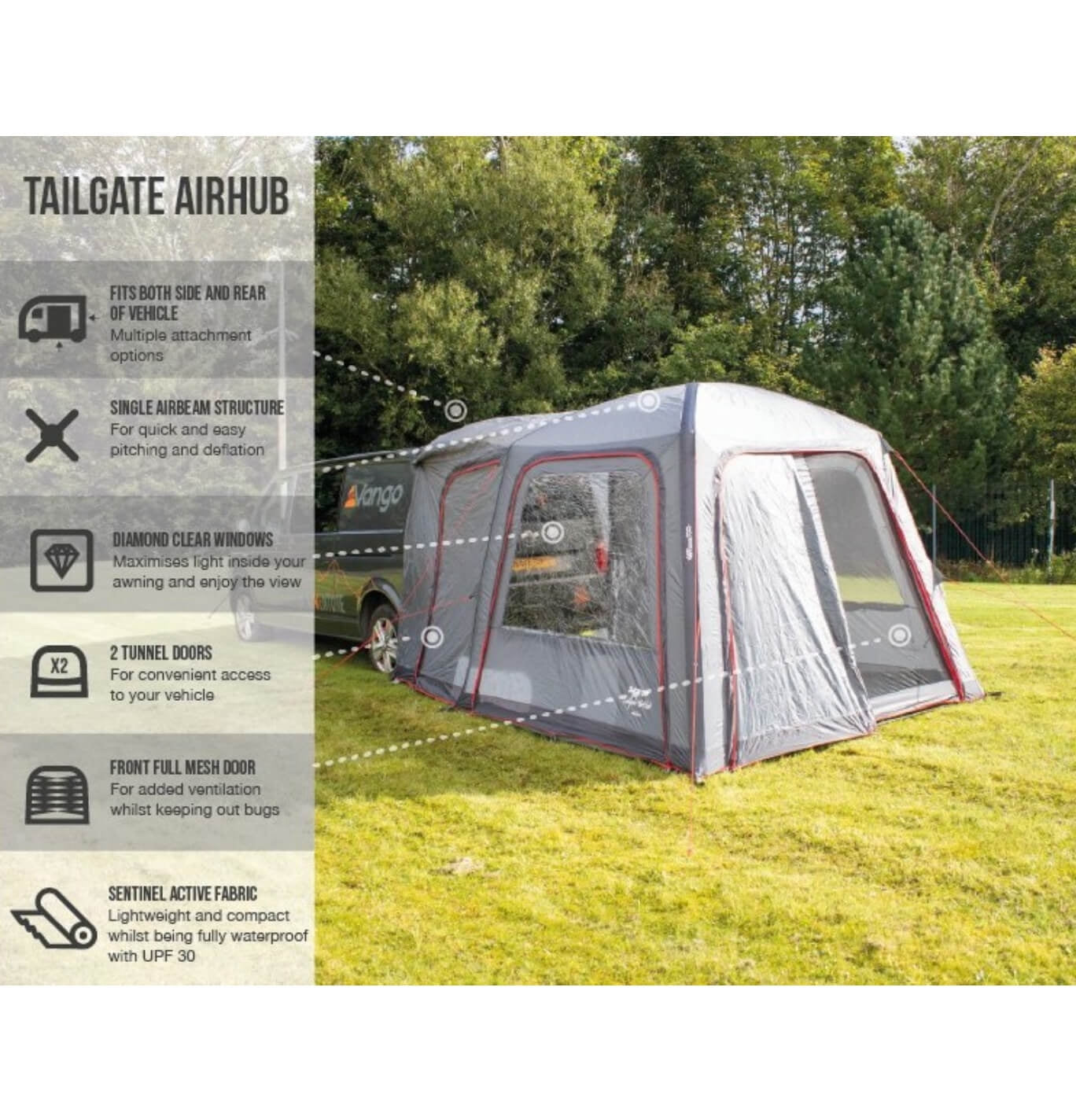 Vangp Tailgate tent listed features
