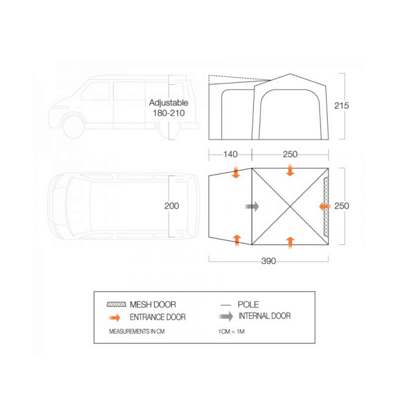 Dimensions of the Vango tailgate hub