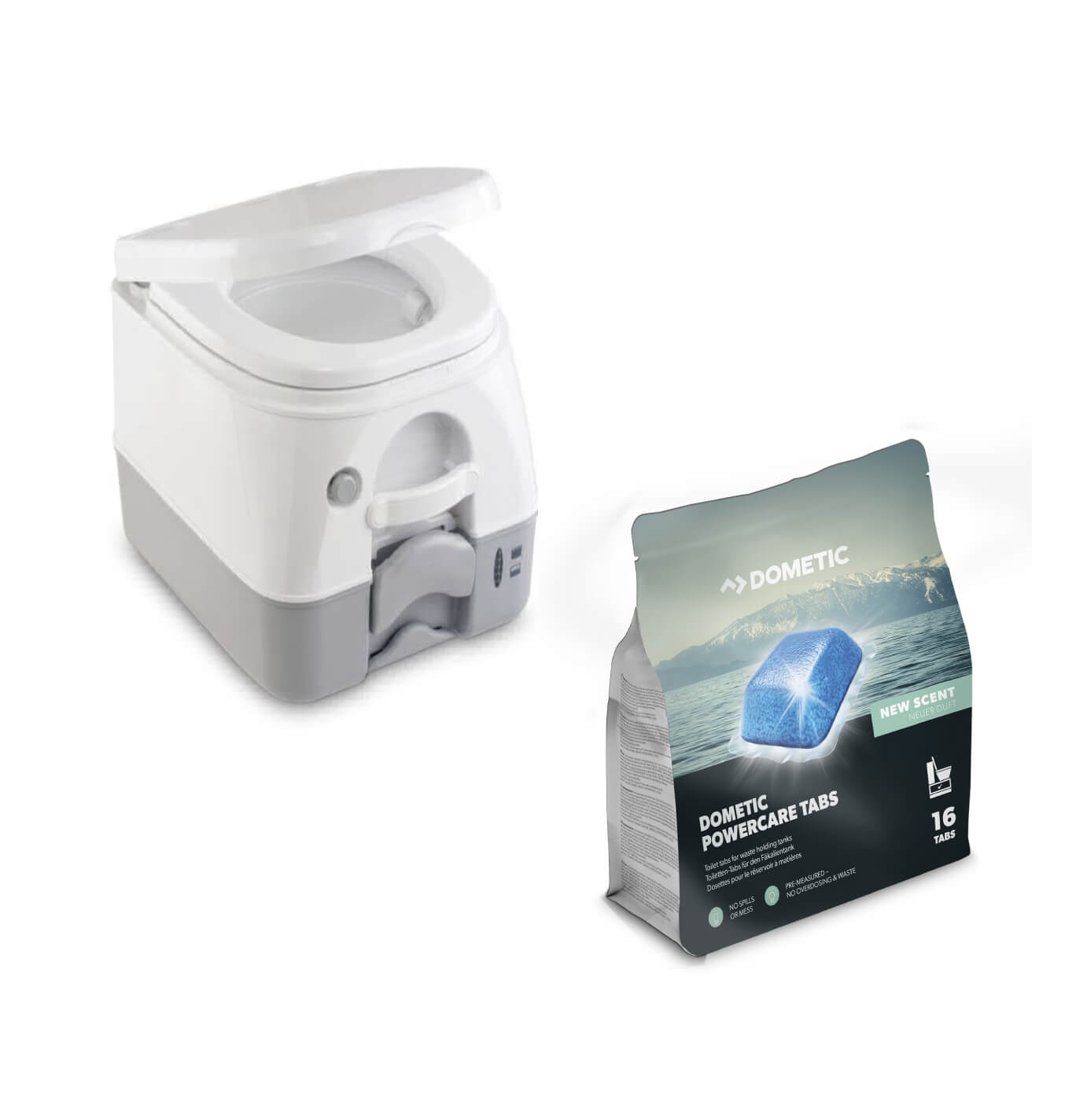 Dometic 976G Portable Toilet & PowerCare Tabs Bundle Image