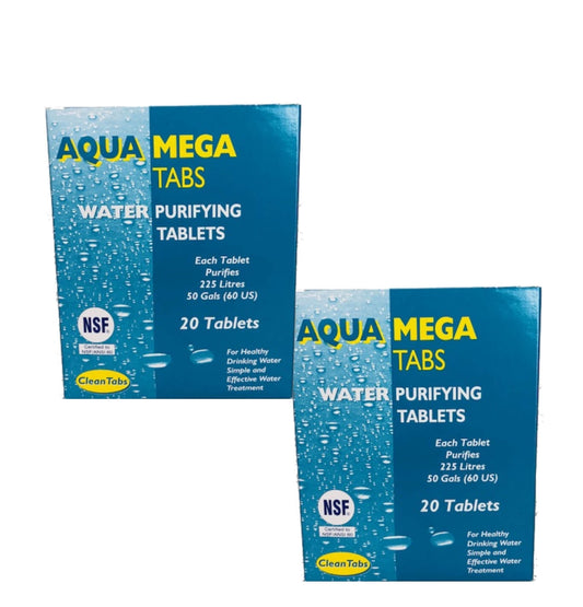 Clean Tabs Aqua Mega Water Purifying Tablets | 2 Packs of 20