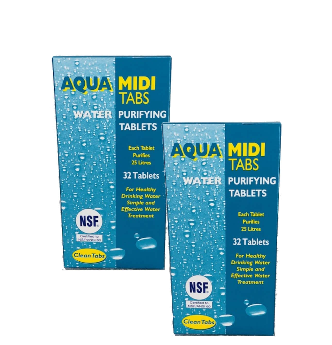 Clean Tabs Aqua Midi Water Purifying Tablets | 2 Packs of 32 Image