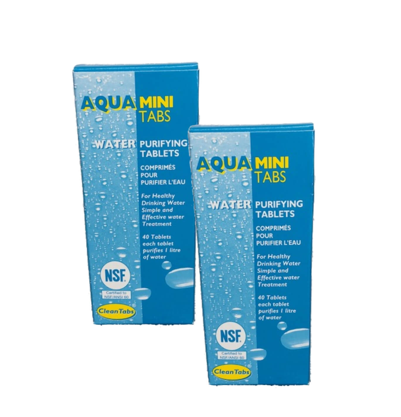 Clean Tabs Aqua Mini Water Purifying Tablets | 2 Packs of 40 Image
