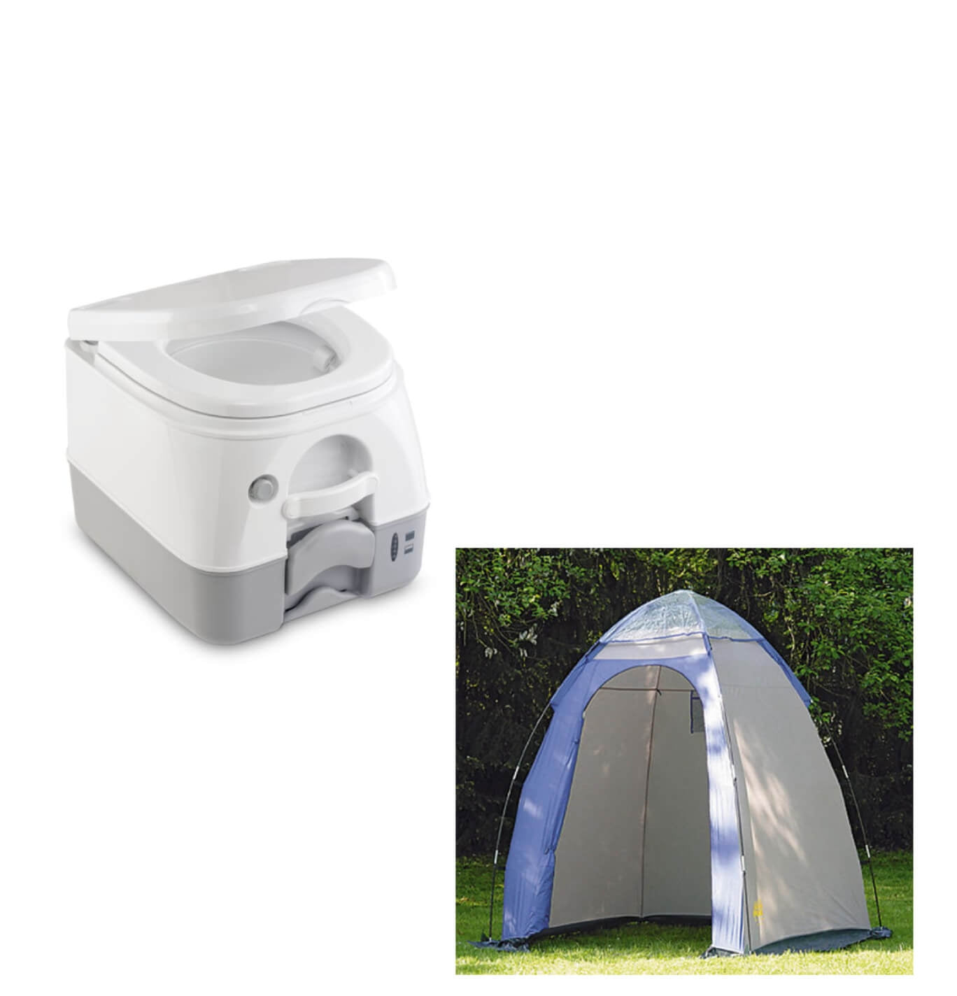 Dometic 972G Portable Toilet & Reimo Malta Storage Tent Bundle Image