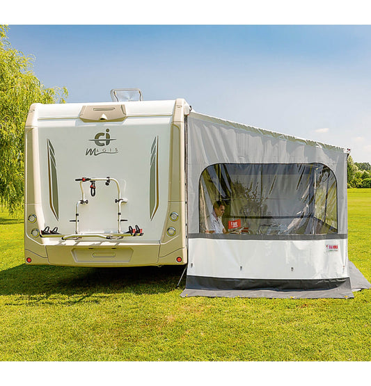  Fiamma Side W Pro Wall pitched to a camper