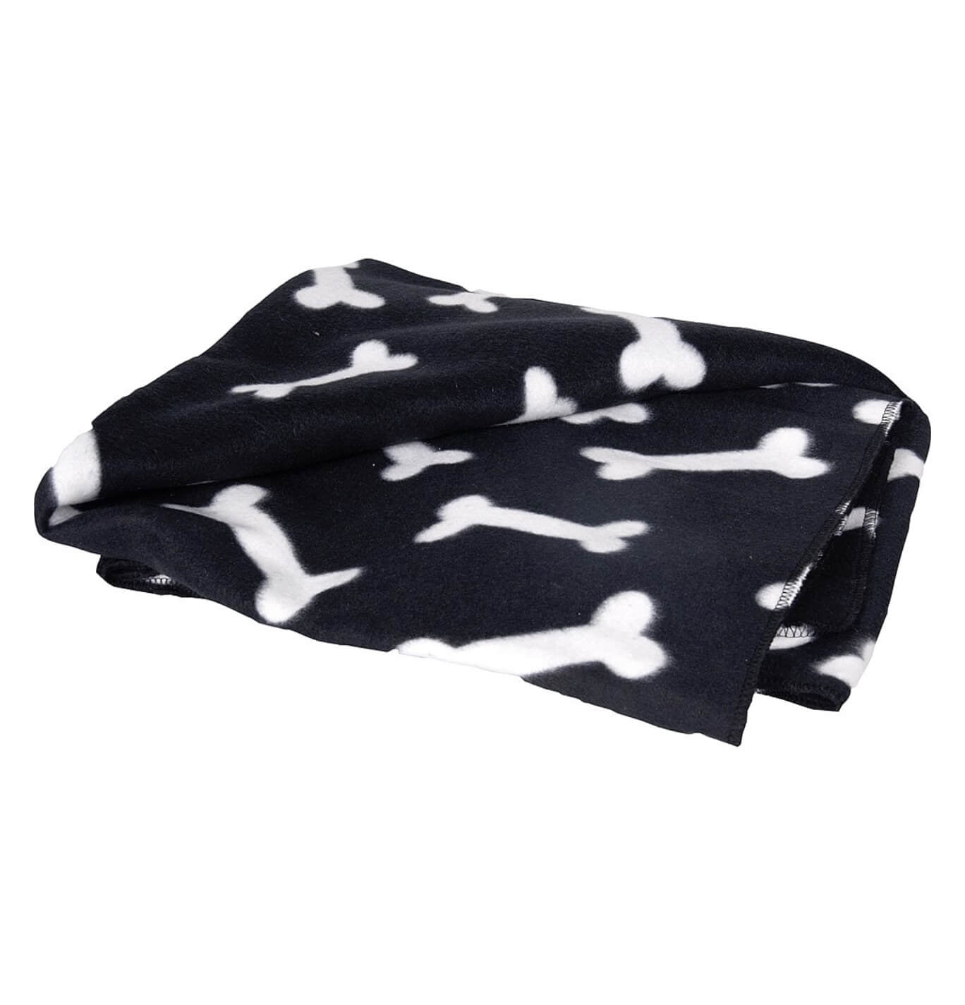 Flamingo Dog Fleece Blanket | Black & White Bone Motif Image