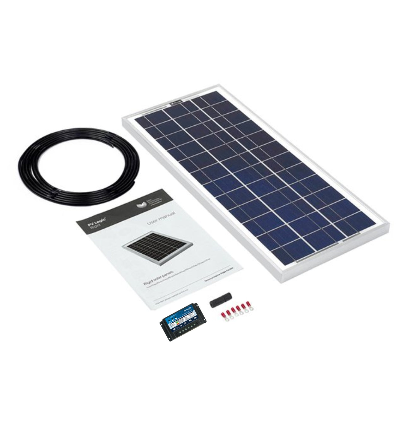 PV Logic 20W Rigid Solar Panel Kit & 10Ah Dual Battery PWM Charge Controller Image