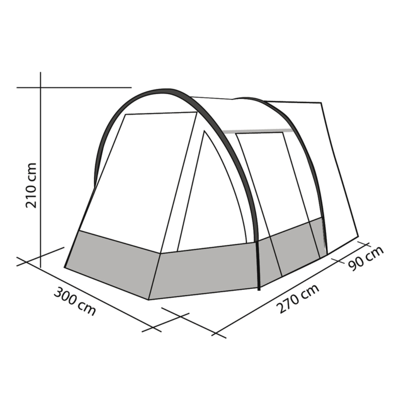 Dimensions of the tour easy drive away awning