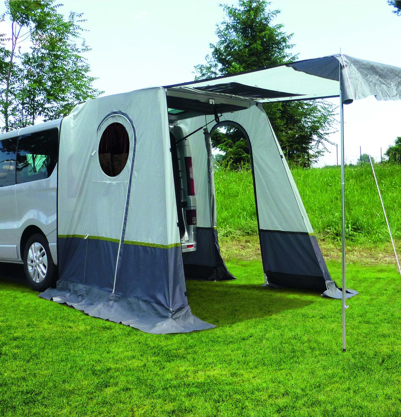 Reimo Trapez Premium Tailgate Tent & Sewn-In Ground Sheet - Trafic, Transit, Vivaro Campers Image
