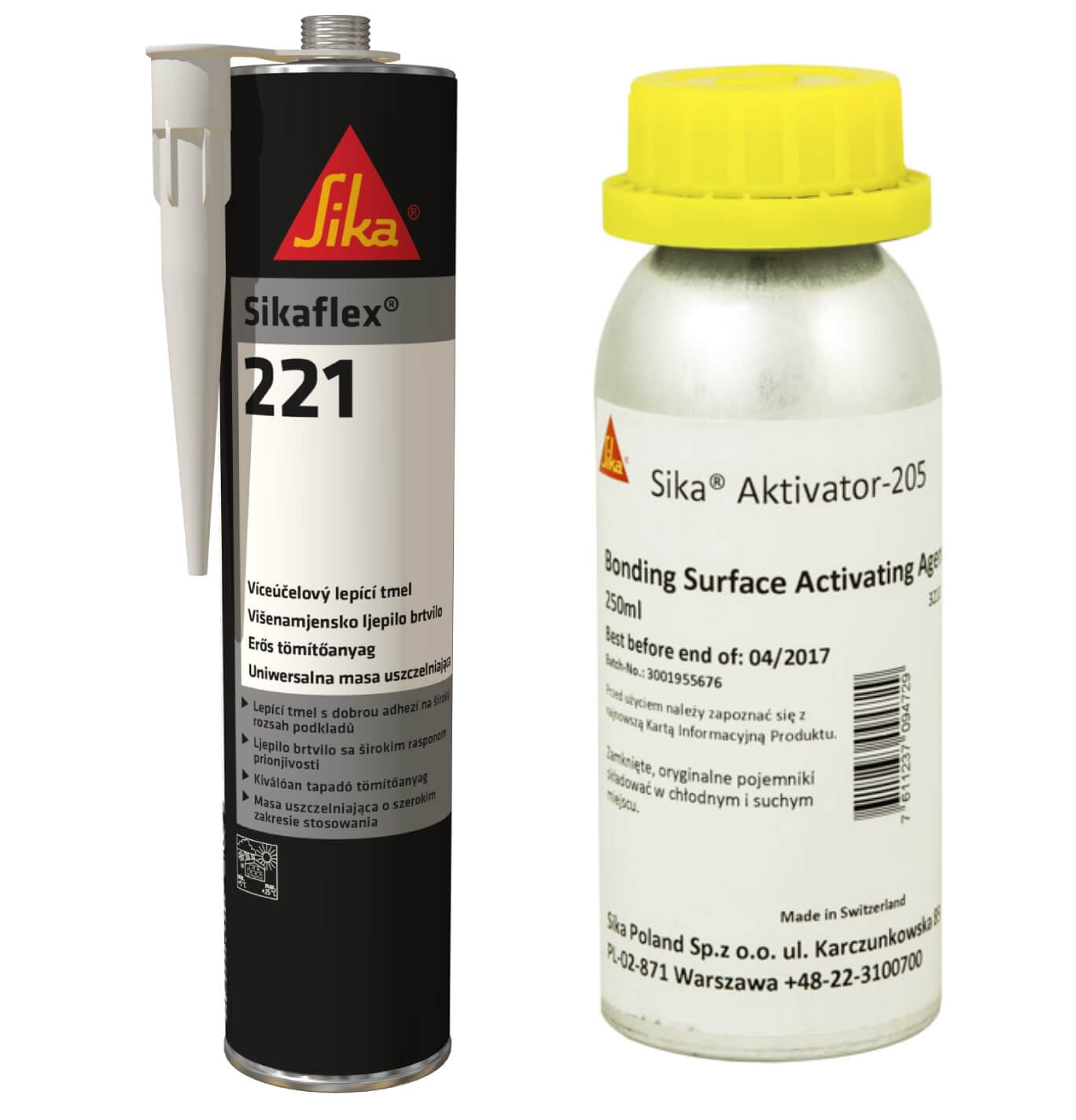 Sikaflex 221 Black Multi Purpose Adhesive Sealant & Aktivator 205 Bundle Image