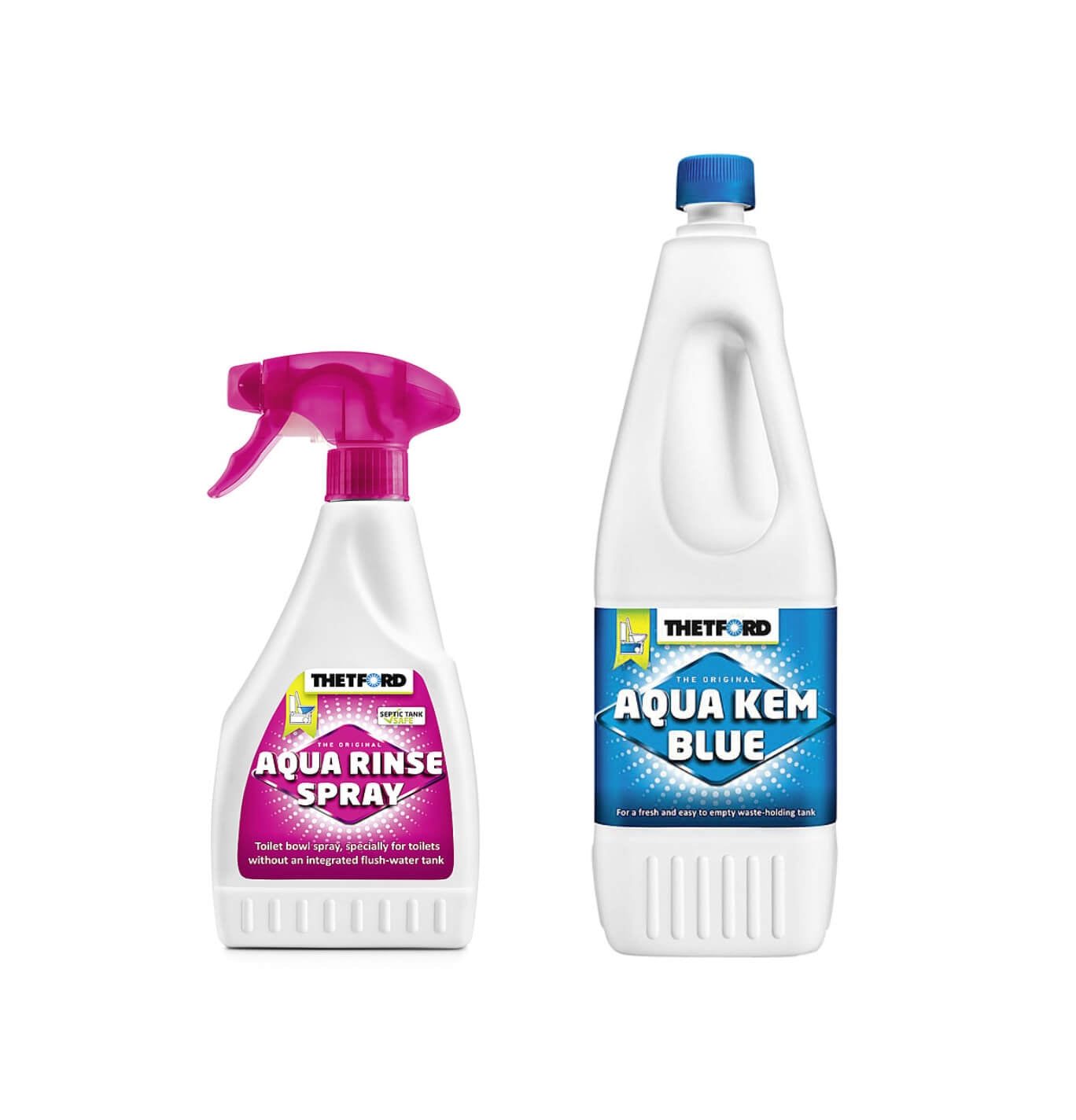 Thetford Aqua Kem Blue Toilet Tank Fluid & Aqua Rinse Spray Bundle Image