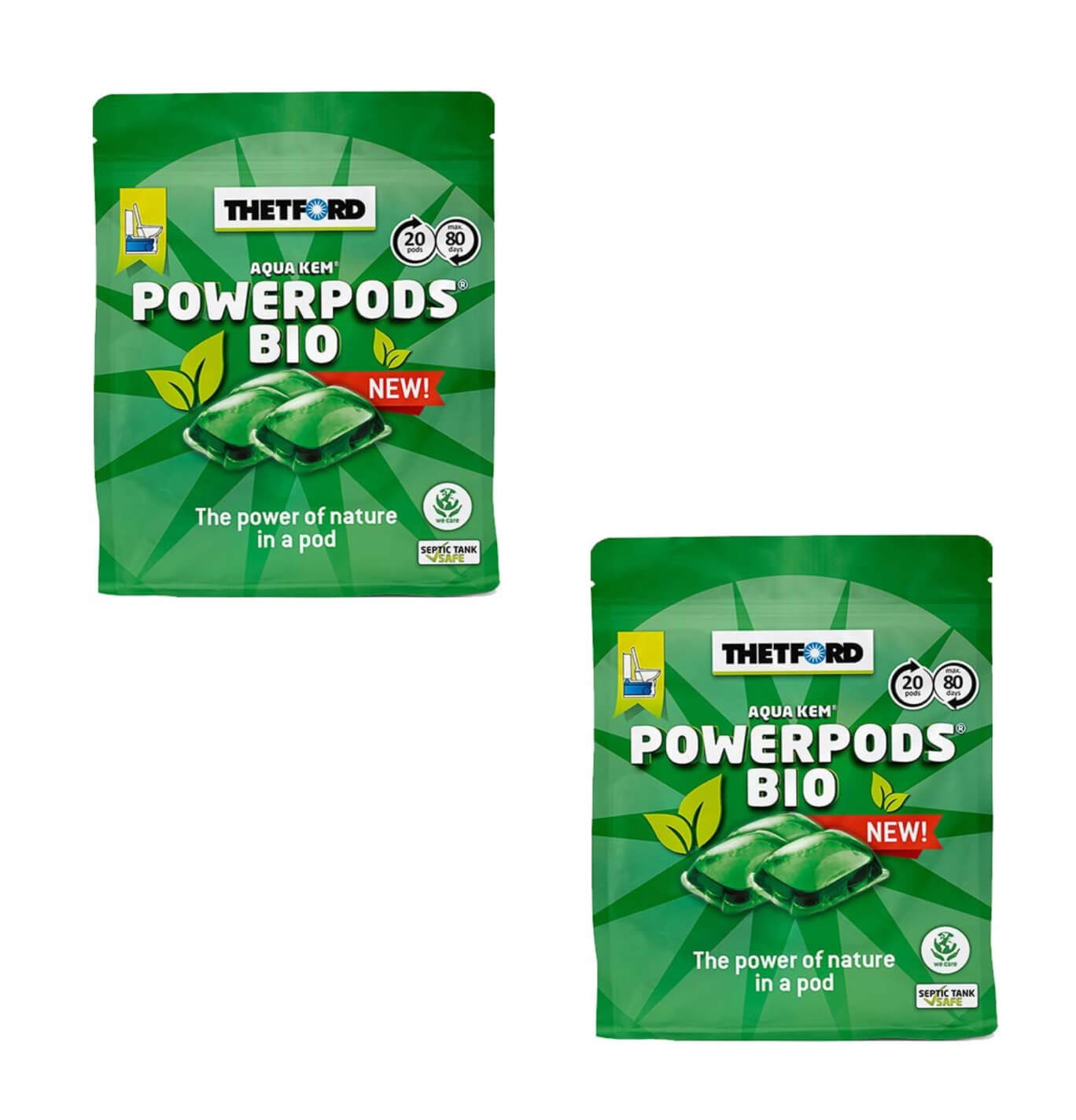 2 x Thetford Aqua Kem PowerPods Bio Green Pods | 40 Pods Bundle Image