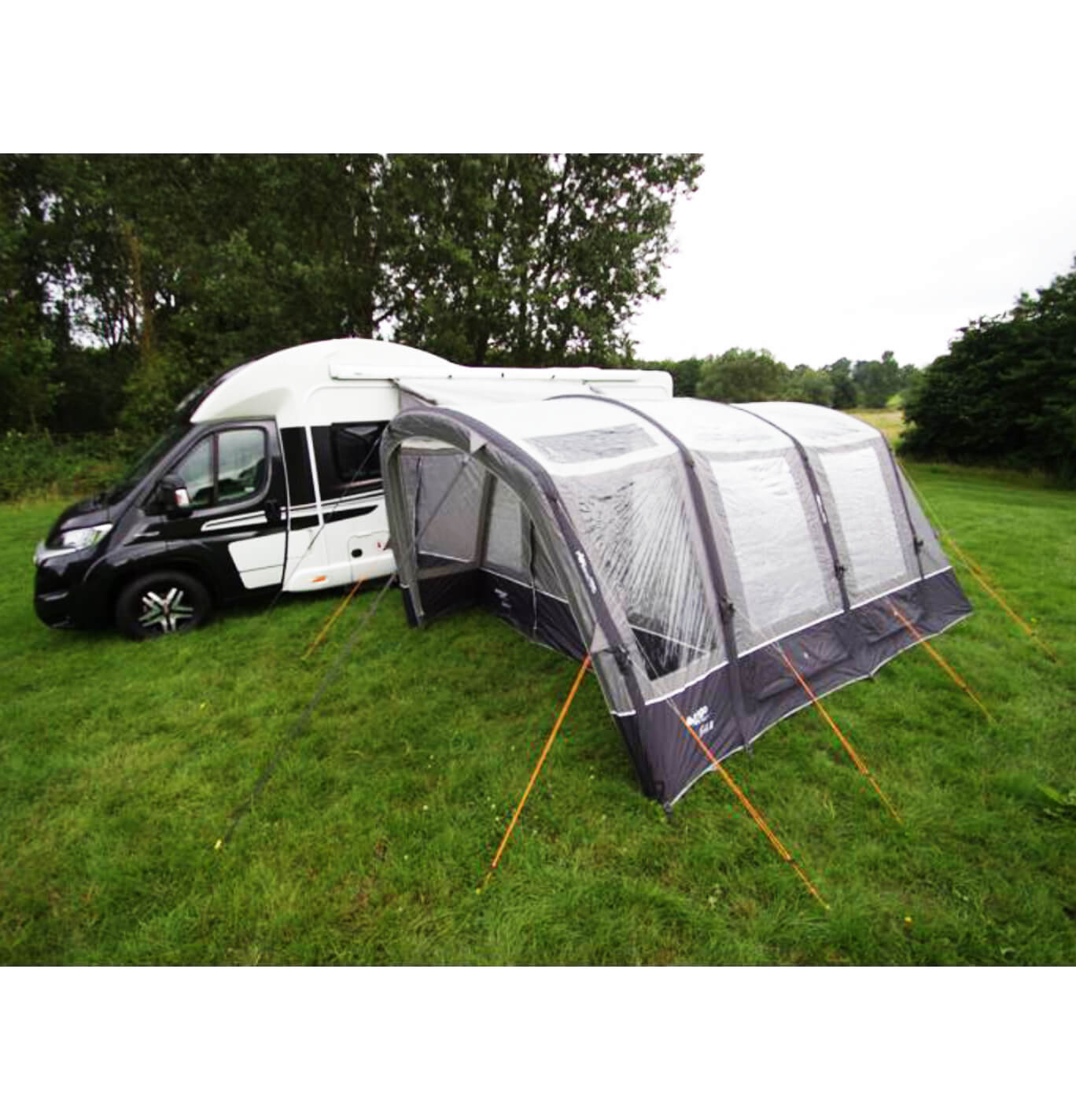 External picture of the Galli pitched to a large motorhome
