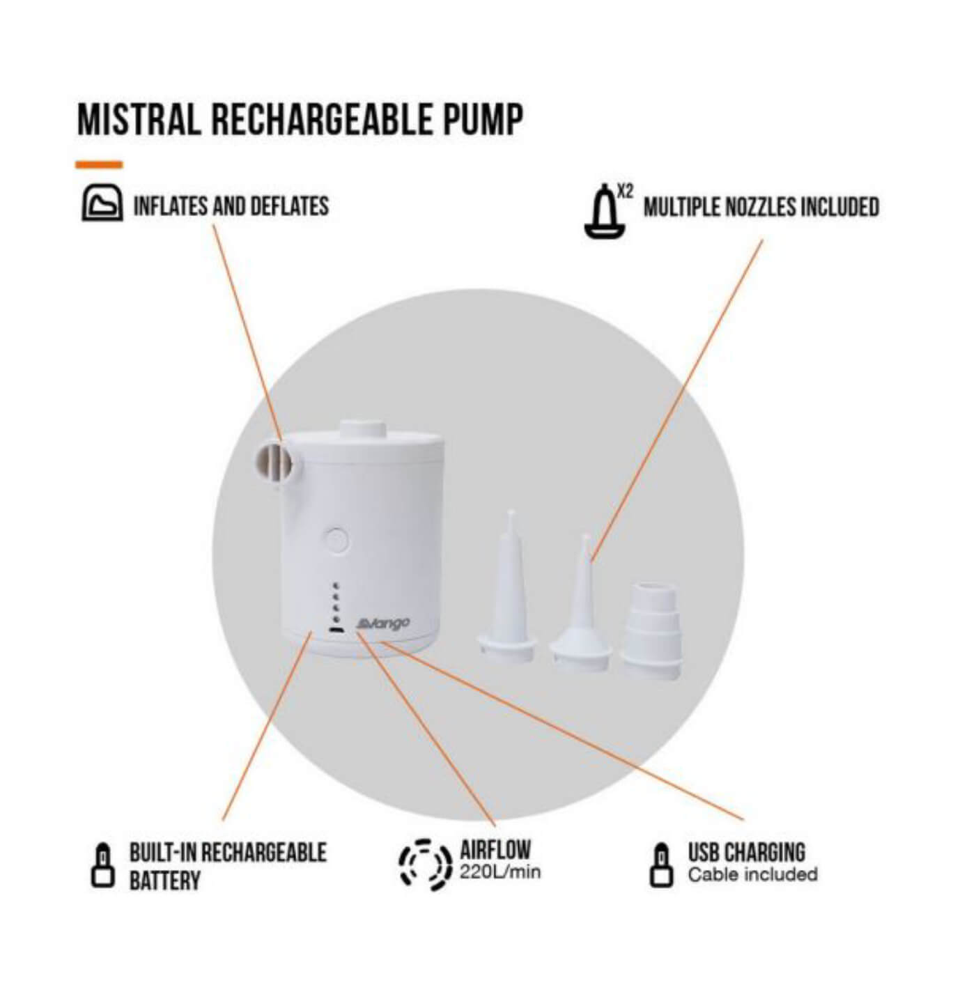 Vango Mistral Rechargeable Pump Image